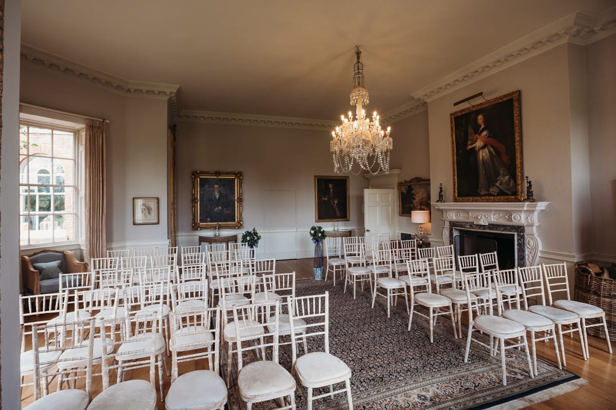 Wedding ceremony room at Norwood Park decorated for a wedding